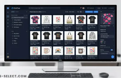 Digital asset management interface showing neatly organized print-on-demand design files