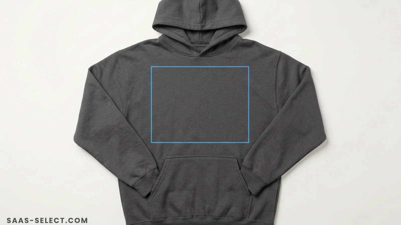 Correct hoodie bounding box placement centered on the torso and positioned entirely above the kangaroo pocket seam in Photoshop