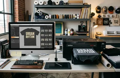 Digital typography workspace rendering customized commercial fonts for automated merchandise production