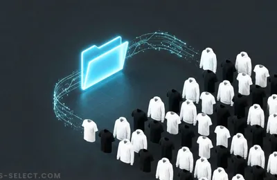 Minimalist 3D isometric composition of a digital folder duplicating into blank apparel for print-on-demand automation