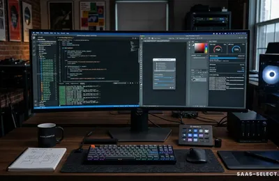 A conceptual split screen showing a local desktop workstation rendering complex print-on-demand graphics alongside a cloud server rack