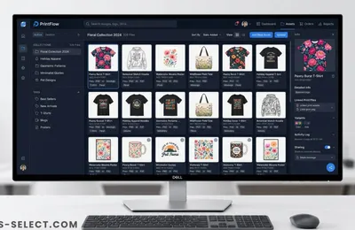 Digital asset management interface showing neatly organized print-on-demand design files