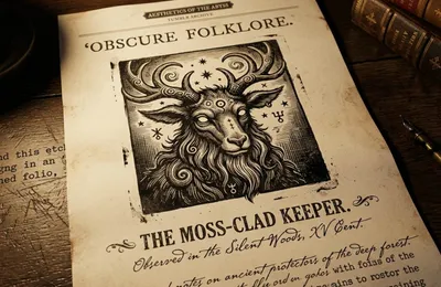A dark academia aesthetic blog post on Tumblr featuring a woodcut engraving of a mystical creature with atmospheric lighting and vintage typography